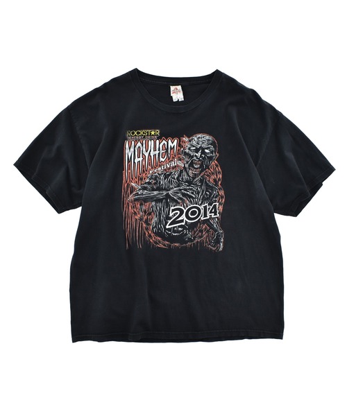 ALSTYLE APPAREL&ACTIVEWEAR(アルスタイルアパレルアンドアクティブウェアー)の「【USED】ALSTYLE “Mayhem Festival 2014” メタル・フェスティバル バンド Tシャツ(Tシャツ/カットソー・メンズ・ブラック・XX-LARGE)」の1枚目の写真