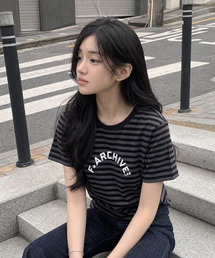 ARCHストライプ半袖Tシャツ[ブラック]