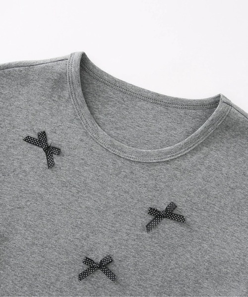 LA POMME petit（ラポミ・プチ）の「Basic Gray Ribbon T（Tシャツ/カットソー・レディース・グレー・FREE）」の3枚目の写真