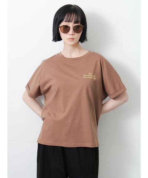 Samansa Mos2(サマンサ モスモス)の「◇【接触冷感/UVカット】アソート刺繍Tシャツ(ニット/セーター・レディース・ブラック/ピンク/ブラウン/オフホワイト・F)」の3枚目の写真