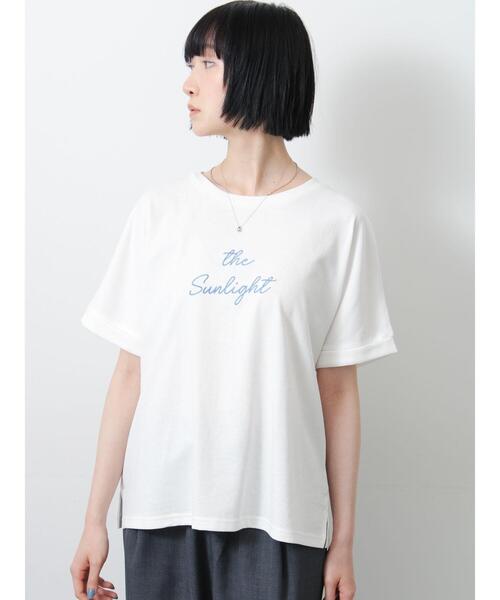 Samansa Mos2(サマンサ モスモス)の「◇【接触冷感/UVカット】アソート刺繍Tシャツ(ニット/セーター・レディース・ブラック/ピンク/ブラウン/オフホワイト・F)」の2枚目の写真