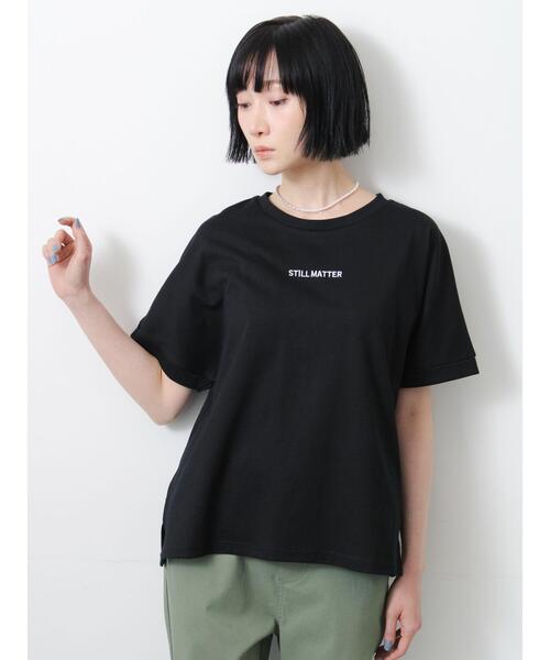 Samansa Mos2(サマンサ モスモス)の「◇【接触冷感/UVカット】アソート刺繍Tシャツ(ニット/セーター・レディース・ブラック/ピンク・F)」の1枚目の写真
