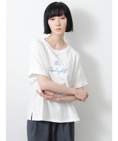Samansa Mos2(サマンサ モスモス)の「◇【接触冷感/UVカット】アソート刺繍Tシャツ(ニット/セーター・レディース・ブラック/ピンク・F)」の4枚目の写真