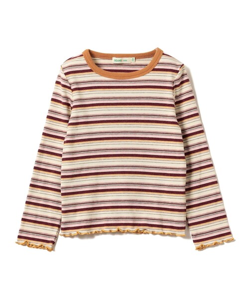 BEAMS mini(ビームスミニ)の「メローリブ Tシャツ 2026FW (90~130cm)プチプラ 人気 ボーダー 着回し ロンT 通園 通学(Tシャツ/カットソー・キッズ・サックスブルー/ピンク・90/120/110/100/130)」の2枚目の写真