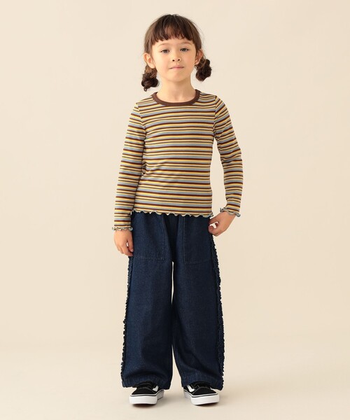 BEAMS mini(ビームスミニ)の「メローリブ Tシャツ 2026FW (90~130cm)プチプラ 人気 ボーダー 着回し ロンT 通園 通学(Tシャツ/カットソー・キッズ・サックスブルー/ピンク・90/120/110/100/130)」の5枚目の写真