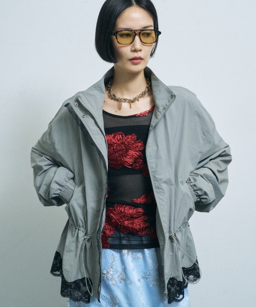 yae(ヤエ)の「Lace hem blouson / レースヘムブルゾン(ブルゾン・レディース・グレー/ベージュ/ブラック・FREE)」の14枚目の写真