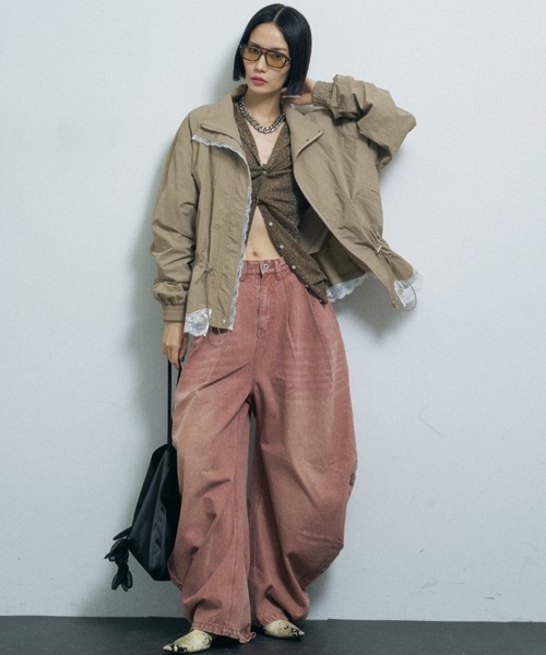 yae(ヤエ)の「Lace hem blouson / レースヘムブルゾン(ブルゾン・レディース・グレー/ベージュ/ブラック・FREE)」の8枚目の写真