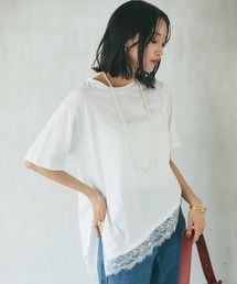 裾レース半袖Tシャツ