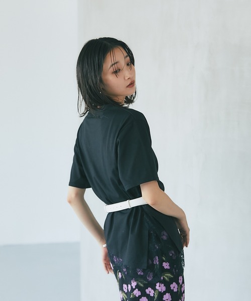 &. NOSTALGIA(アンドドットノスタルジア)の「裾レース半袖Tシャツ(Tシャツ/カットソー・レディース・ブラック/ホワイト・M)」の13枚目の写真