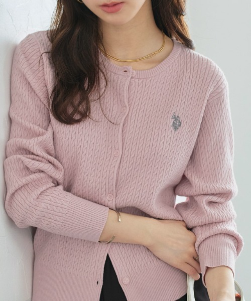 U.S. POLO ASSN.(ユーエスポロアッスン)の「U.S. POLO ASSN. ケーブルニットカーディガン(カーディガン/ボレロ・レディース・ベージュ系その他/ピンク系その他/ネイビー/オフホワイト/グレー系・LL/S/L/M)」の7枚目の写真