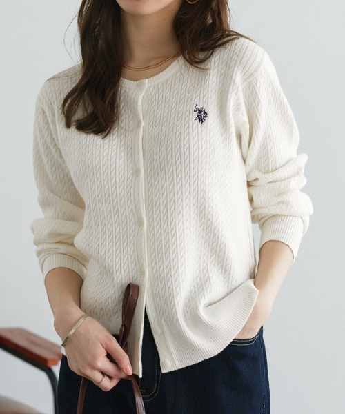 U.S. POLO ASSN.(ユーエスポロアッスン)の「U.S. POLO ASSN. ケーブルニットカーディガン(カーディガン/ボレロ・レディース・ベージュ系その他/ピンク系その他/ネイビー/オフホワイト/グレー系・LL/S/L/M)」の15枚目の写真