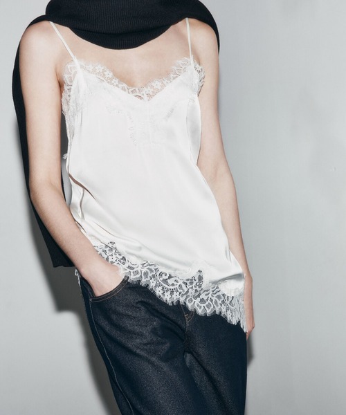 MAISON DE THERESE(メゾン ド テレーズ)の「レイヤード レーストリムサテンアシメキャミソール(キャミソール・レディース・White/Black/BROWN・M)」の19枚目の写真