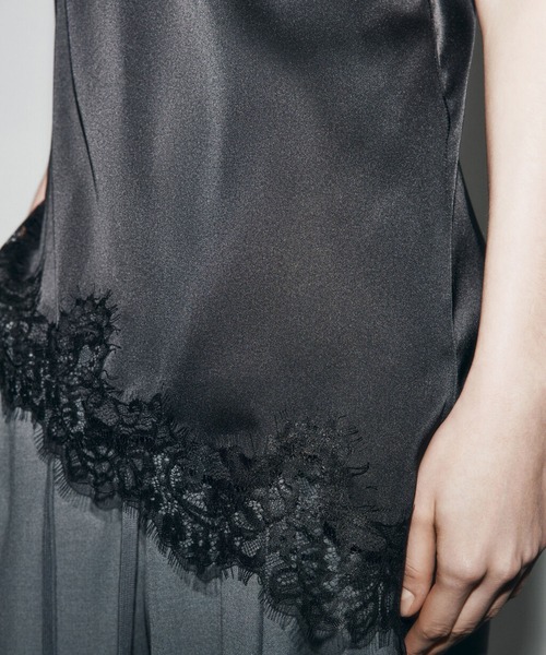 MAISON DE THERESE(メゾン ド テレーズ)の「レイヤード レーストリムサテンアシメキャミソール(キャミソール・レディース・White/Black/BROWN・M)」の10枚目の写真