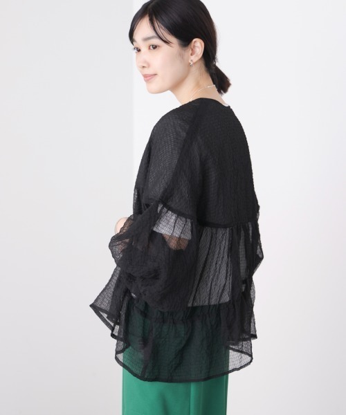 Bou Jeloud（ブージュルード）の「シアーギャザーZIPブルゾン（ブルゾン・レディース・ブラック/ブラウン・MEDIUM）」の20枚目の写真
