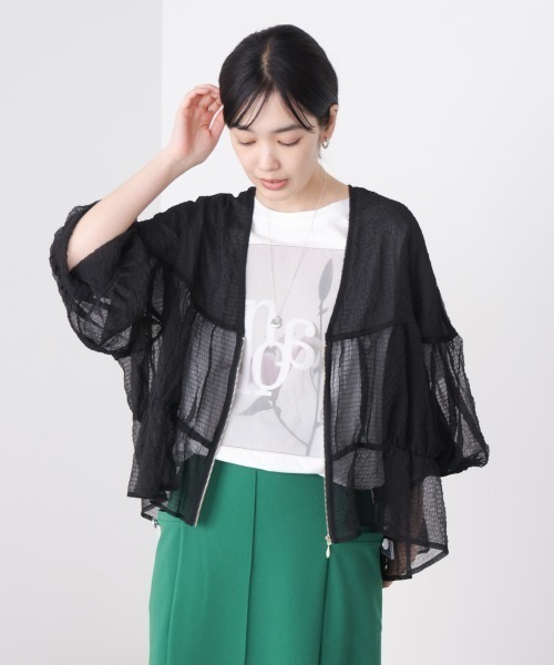 Bou Jeloud（ブージュルード）の「シアーギャザーZIPブルゾン（ブルゾン・レディース・ブラック/ブラウン・MEDIUM）」の21枚目の写真