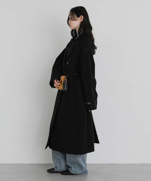 SENSE OF PLACE by URBAN RESEARCH(センスオブプレイスバイアーバンリサーチ)の「尾州ウールロングテーラードコート(その他アウター・レディース・ブラウン/グレー/ブラック・MEDIUM/SMALL)」の12枚目の写真
