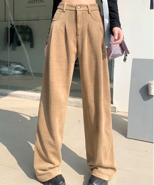 SHEPP(シープ)の「【26年秋冬新作】ハイウエスト コーデュロイ タック ワイドパンツ(その他パンツ・レディース・ベージュ/ブラック/ブラウン・M/L)」の3枚目の写真