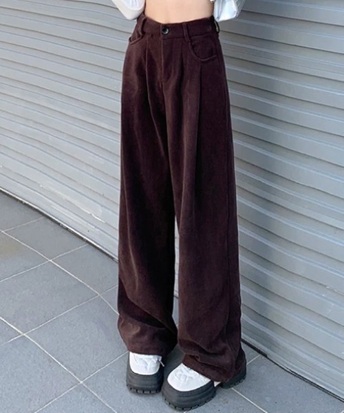 SHEPP(シープ)の「【26年秋冬新作】ハイウエスト コーデュロイ タック ワイドパンツ(その他パンツ・レディース・ベージュ/ブラック/ブラウン・M/L)」の7枚目の写真