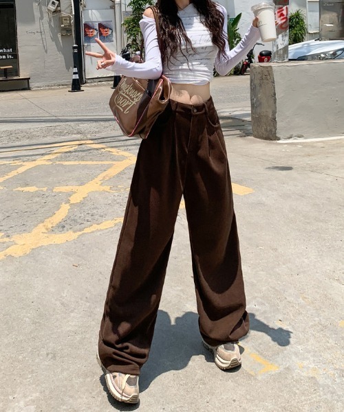 SHEPP(シープ)の「【26年秋冬新作】ハイウエスト コーデュロイ タック ワイドパンツ(その他パンツ・レディース・ベージュ/ブラック/ブラウン・M/L)」の11枚目の写真