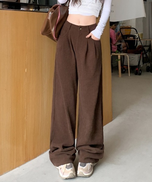 SHEPP(シープ)の「【26年秋冬新作】ハイウエスト コーデュロイ タック ワイドパンツ(その他パンツ・レディース・ベージュ/ブラック/ブラウン・M/L)」の5枚目の写真