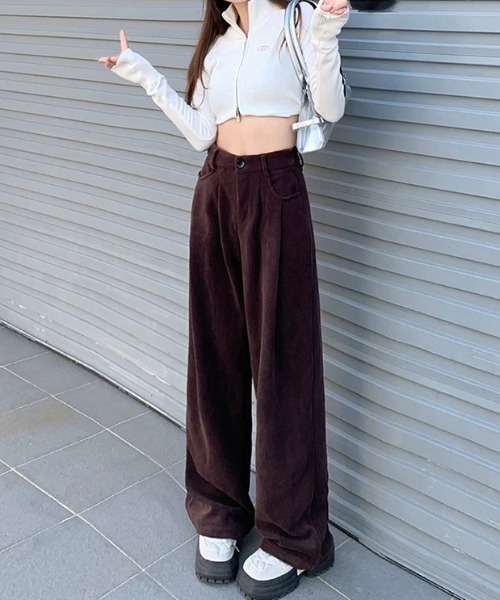 SHEPP(シープ)の「【26年秋冬新作】ハイウエスト コーデュロイ タック ワイドパンツ(その他パンツ・レディース・ベージュ/ブラック/ブラウン・M/L)」の8枚目の写真
