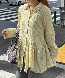 【WEB限定】星ボタンウェーブフリルヘムチュニックシャツ
