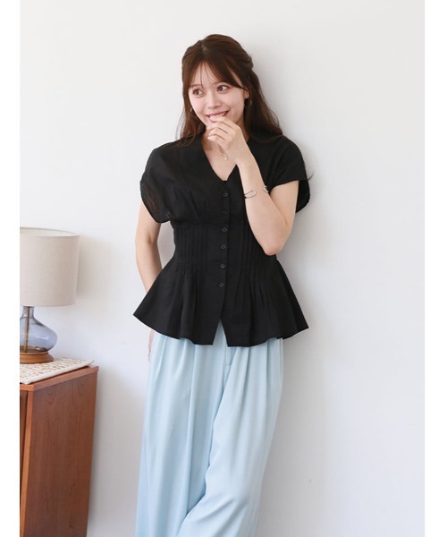 fifth(フィフス)の「【narumiセレクト】ウエストタックVネックブラウス(シャツ/ブラウス・レディース・ホワイト/ブラック・M)」の5枚目の写真