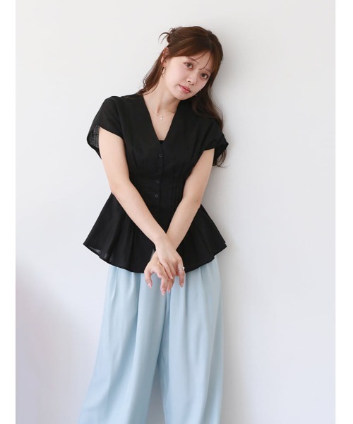 fifth(フィフス)の「【narumiセレクト】ウエストタックVネックブラウス(シャツ/ブラウス・レディース・ホワイト/ブラック・M)」の6枚目の写真