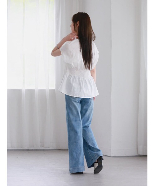 fifth(フィフス)の「【narumiセレクト】ウエストタックVネックブラウス(シャツ/ブラウス・レディース・ホワイト/ブラック・M)」の14枚目の写真