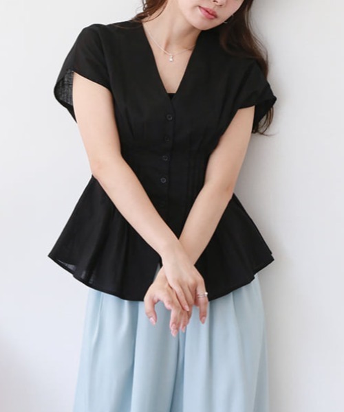 fifth(フィフス)の「【narumiセレクト】ウエストタックVネックブラウス(シャツ/ブラウス・レディース・ホワイト/ブラック・M)」の21枚目の写真
