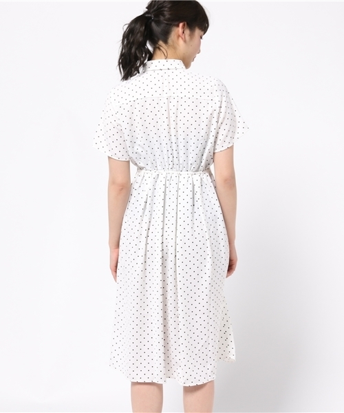 sheller シェリエ ドットシャツワンピース シャツドレス