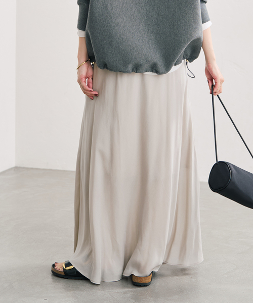 Spick & Span（スピックアンドスパン）の「フィブリルキュプラフレアスカート（スカート・レディース・ベージュ/ブラック系その他・36/38）」の12枚目の写真