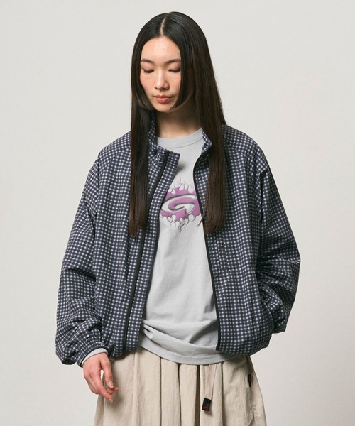 Gramicci(グラミチ)の「MINI CHECK NYLON JACKET|ミニチェックナイロンジャケット(ナイロンジャケット・メンズ・ブラウン/ネイビー/グレー・2XL/XL/L/M/S/XS)」の1枚目の写真