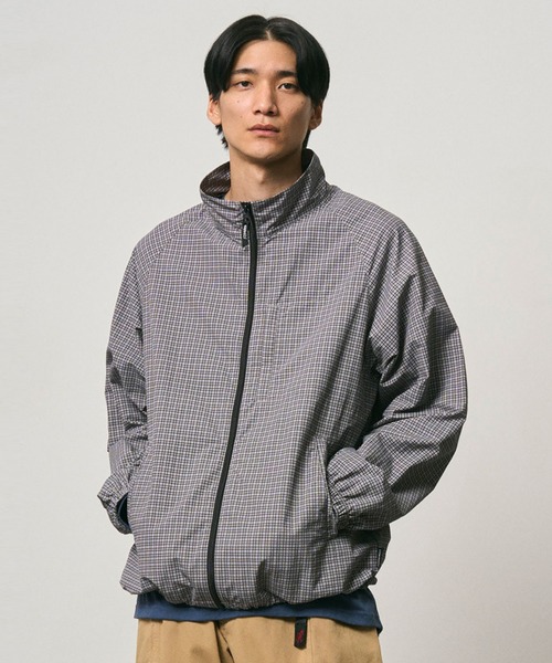 Gramicci(グラミチ)の「MINI CHECK NYLON JACKET|ミニチェックナイロンジャケット(ナイロンジャケット・メンズ・ブラウン/ネイビー/グレー・2XL/XL/L/M/S/XS)」の2枚目の写真