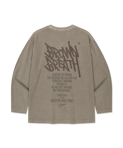 BROWNBREATH(ブラウンブレス)の「TAG PHILOSOPHY ロングスリーブ(Tシャツ/カットソー・レディース・チャコール/ベージュ・MEDIUM/LARGE/SMALL/X-LARGE)」の4枚目の写真