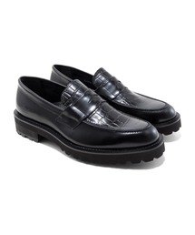The Kenford Fineshoes NEW CLASSIC COIN LOAFERS/BLACK BLACK CROCODILE
