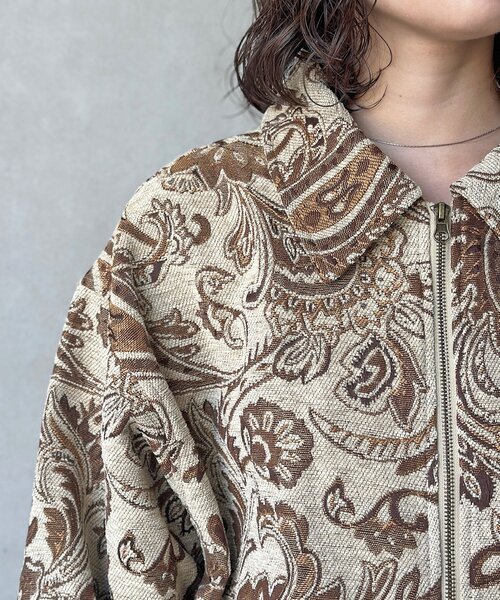 CPCM(シーピーシーエム)の「ぺイズリー柄ゴブランジップジャケット(ブルゾン・メンズ・アイボリー/ブラック・LARGE/MEDIUM)」の8枚目の写真