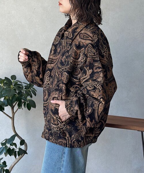 CPCM(シーピーシーエム)の「ぺイズリー柄ゴブランジップジャケット(ブルゾン・メンズ・アイボリー/ブラック・LARGE/MEDIUM)」の12枚目の写真