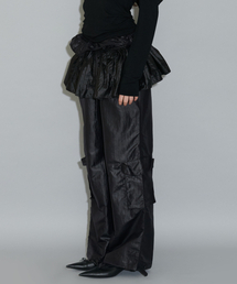 LAYERED FRILL WRAP, BLACK