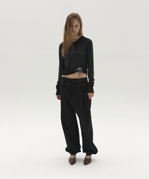 FRAYED V-NECK KNIT TOP (DARK GREY)