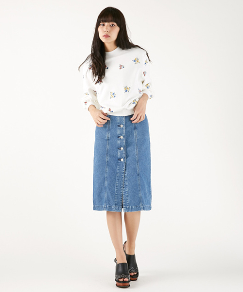 MOUSSY（マウジー）の「SLIT BUTTON DENIM SKIRT（デニムスカート