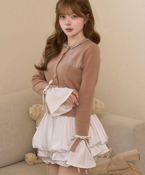 Belle Charme(ベルシャルム)の「【Belle Charme】Bijou Collar Layered Cardigan(カーディガン/ボレロ・レディース・ベージュ/ネイビー/ブラック・FREE)」の1枚目の写真