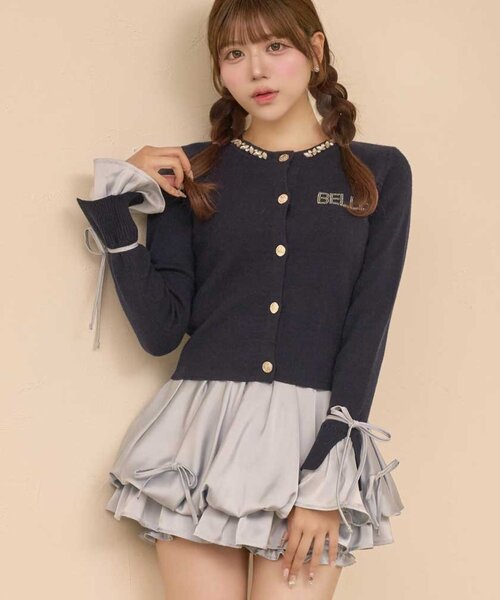 Belle Charme(ベルシャルム)の「【Belle Charme】Bijou Collar Layered Cardigan(カーディガン/ボレロ・レディース・ベージュ/ネイビー/ブラック・FREE)」の3枚目の写真