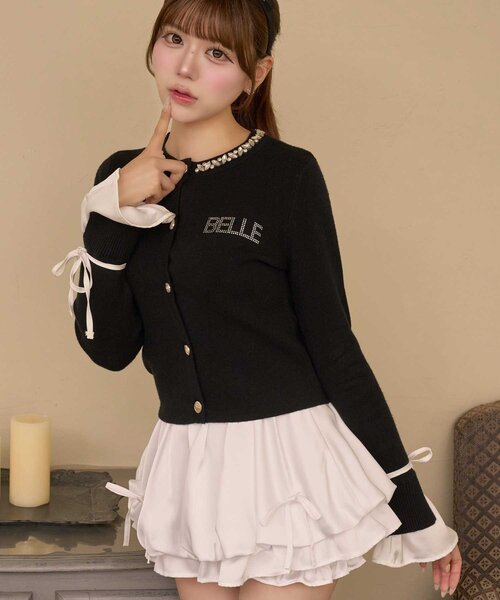 Belle Charme(ベルシャルム)の「【Belle Charme】Bijou Collar Layered Cardigan(カーディガン/ボレロ・レディース・ベージュ/ネイビー/ブラック・FREE)」の4枚目の写真
