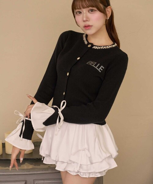 Belle Charme(ベルシャルム)の「【Belle Charme】Bijou Collar Layered Cardigan(カーディガン/ボレロ・レディース・ベージュ/ネイビー/ブラック・FREE)」の5枚目の写真