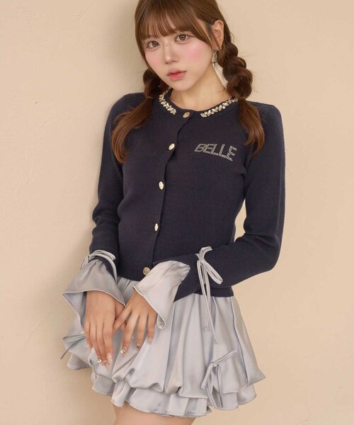 Belle Charme(ベルシャルム)の「【Belle Charme】Bijou Collar Layered Cardigan(カーディガン/ボレロ・レディース・ベージュ/ネイビー/ブラック・FREE)」の9枚目の写真