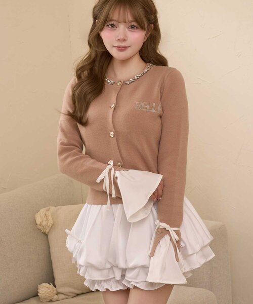 Belle Charme(ベルシャルム)の「【Belle Charme】Bijou Collar Layered Cardigan(カーディガン/ボレロ・レディース・ベージュ/ネイビー/ブラック・FREE)」の12枚目の写真