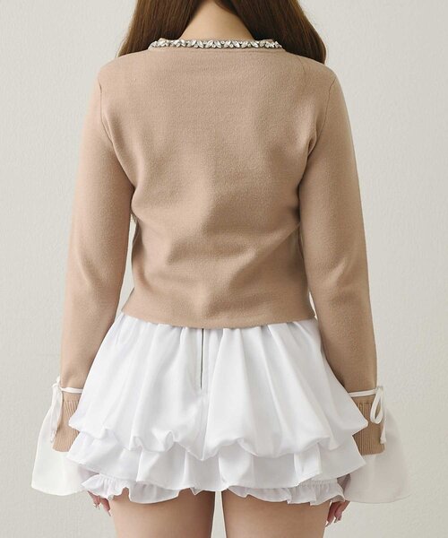 Belle Charme(ベルシャルム)の「【Belle Charme】Bijou Collar Layered Cardigan(カーディガン/ボレロ・レディース・ベージュ/ネイビー/ブラック・FREE)」の16枚目の写真