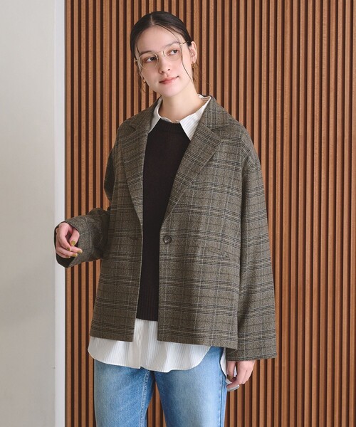 WEB限定 Wardrobe DAILY MINIMAL】テーラード チェック ジャケット