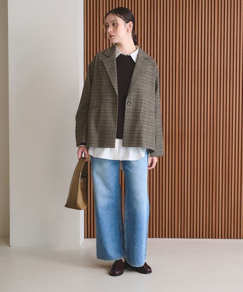 BEAUTY&YOUTH UNITED ARROWS（ビューティーアンドユースユナイテッドアローズ）の「【WEB限定 Wardrobe DAILY MINIMAL】テーラード チェック ジャケット（テーラードジャケット・レディース・ダークブラウン/ダークグレー・L/M/S）」の7枚目の写真